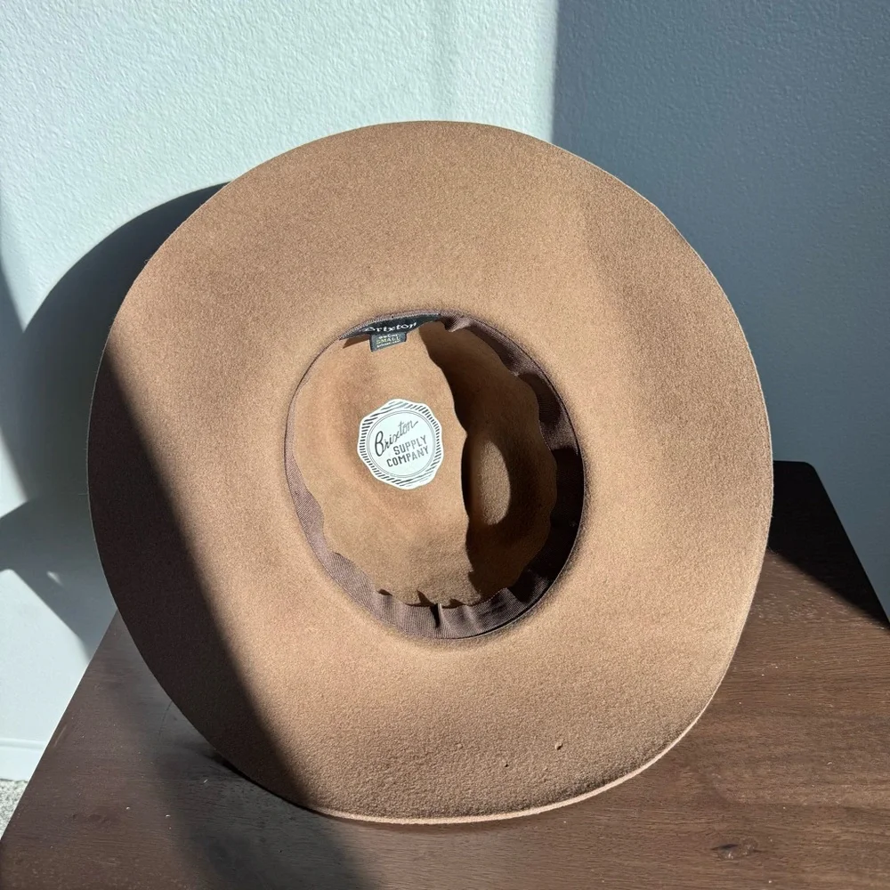 Brixton Joanna Fedora Hat Tan Brown Wool Felt Wide Brim Women’s Sz S 56 cm Fall